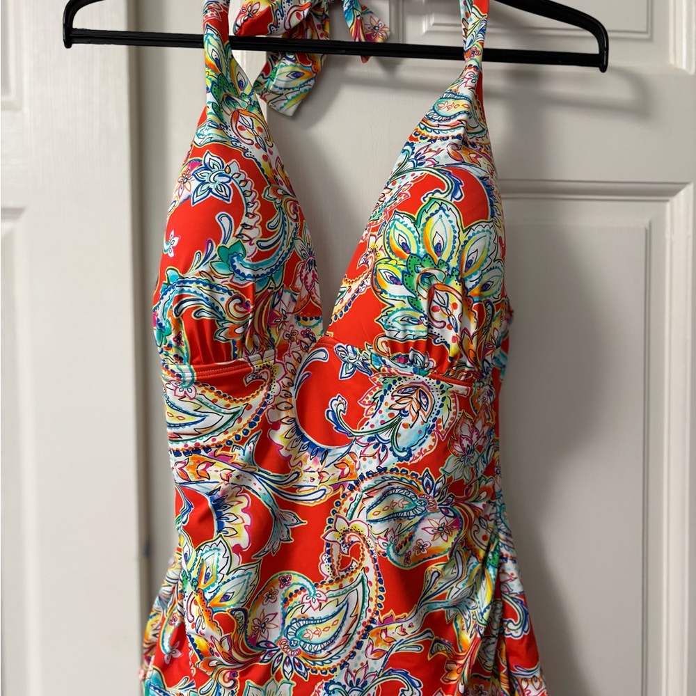 Lauren Ralph Lauren Multicolor Paisley Tankini Set with Swim Skirt NWOT Size 14